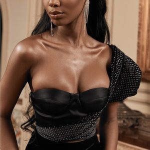 House of CB Zenaida Black Crystal Bustier